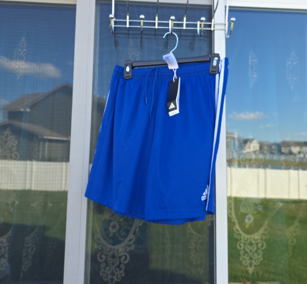 adidas Royal Blue Men's Athletic Shorts with White Side Stripes